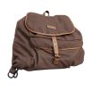 Mjoelner Alf Classic 50L loden roe sack backpack in dark brown with leather trim